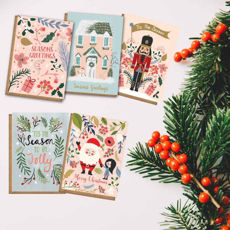 Studio Peers Christmas Greeting Cards pack of 10.  Seasonal festive greeting cards.