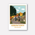 Illustration of Buckingham Street in Arrowtown New Zealand by artist Studio Peers, gift shop in Queenstown