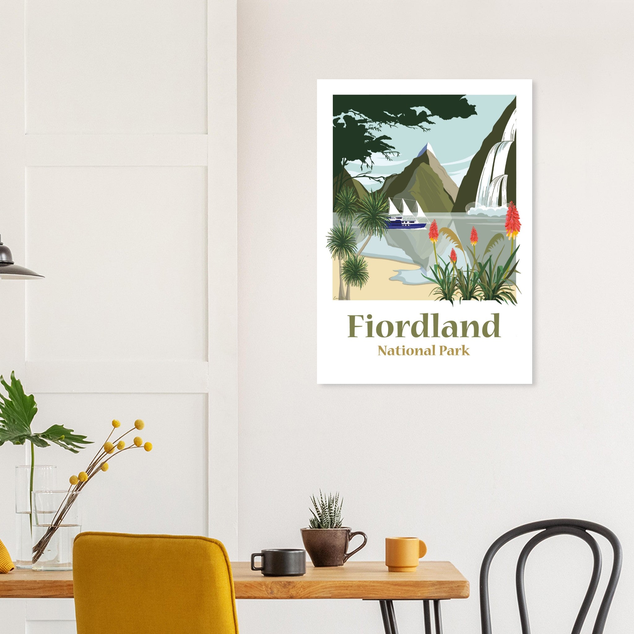 A1 Travel Poster of Milford Sound, Doubtful Sound and Fiordland