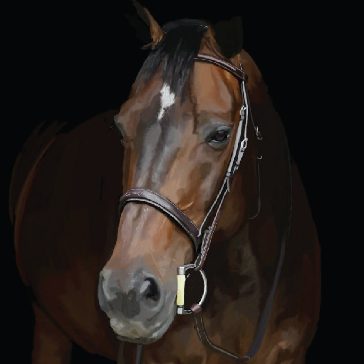 Custom Hand Painted Pet Portrait of Horse Equestrian
