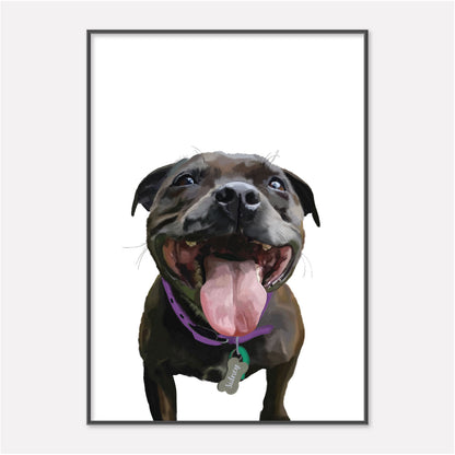 Custom Hand Painted Pet Portrait of Staffy xDog