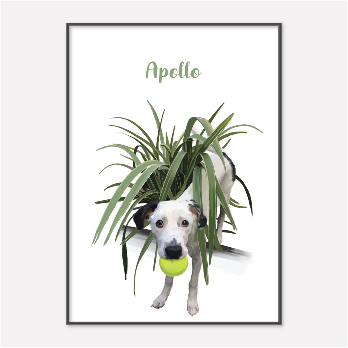 Custom Hand Painted Pet Portrait of Dog with Flax Plant