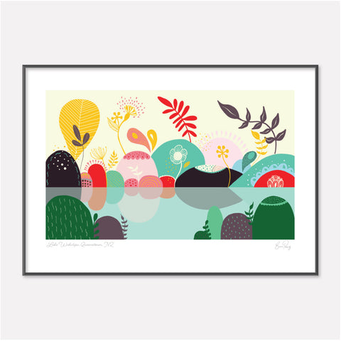 Abstact Illustration of Lake Wakatipu in Queenstown New Zealand by Studio Peers
