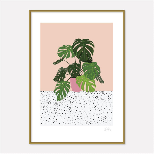 illustrated art print of monstera Plant by studio peers